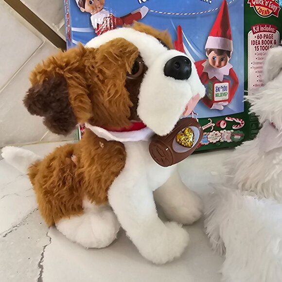 "Elves At Play" Kit With Scout Elf St. Bernard & Arctic Fox Plush elf on the she - Picture 7 of 9